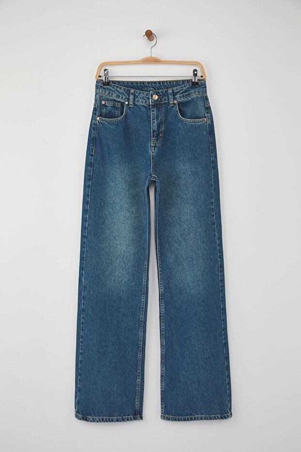 Mavi Yüksek Bel Geniş Paça Wide Leg Jeans TWOAW26JE00086 - 5
