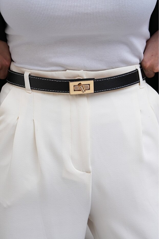 Állítható női öv zárral Arany csattal Ruhaöv Kabát öv - 3