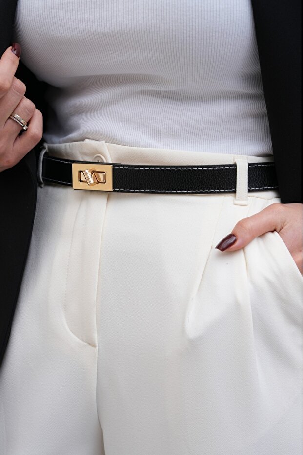 Állítható női öv zárral Arany csattal Ruhaöv Kabát öv - 4