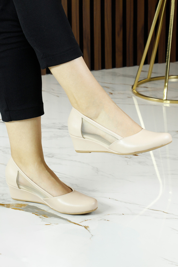 Evelyn Skin Mesh Wedge Heeled Shoes