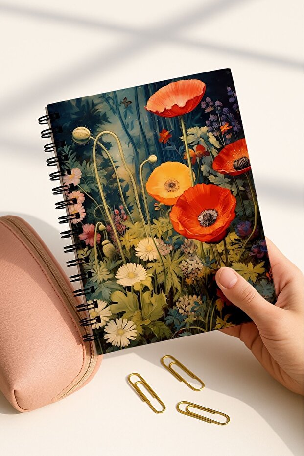 School Notebook Set with Spiral and No Line, A5 Size 50 Sheets 100 Pages Set of 4, Strawberry Set - 4