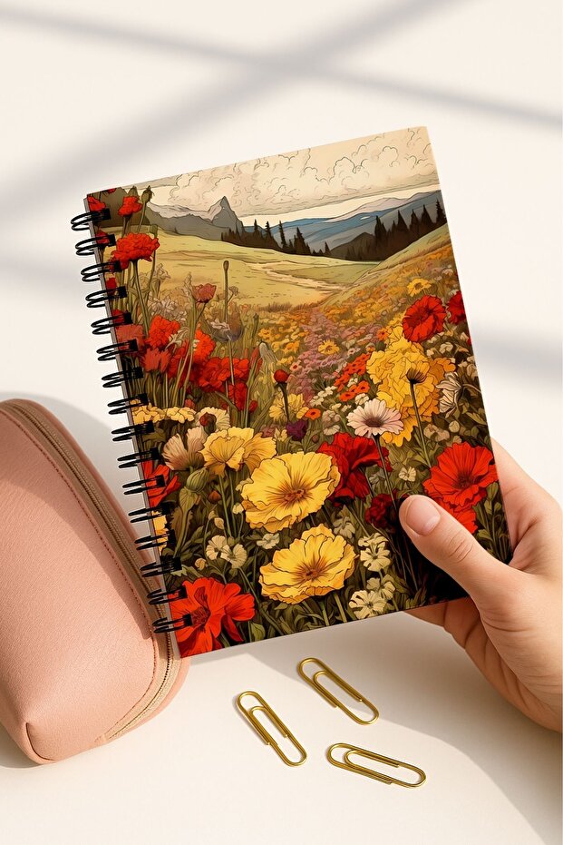 School Notebook Set with Spiral and No Line, A5 Size 50 Sheets 100 Pages Set of 4, Strawberry Set - 5