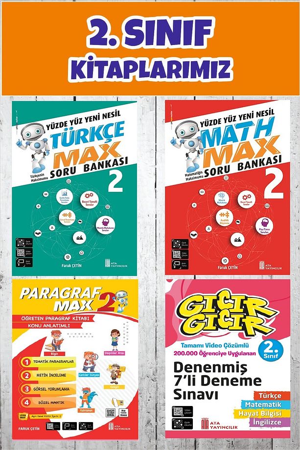 2.Sınıf Yeni Nesil Türkçe+Math Max Soru Bankası+Gıcır Gıcır Denenmiş 7 li Deneme+Paragraf Max - 1