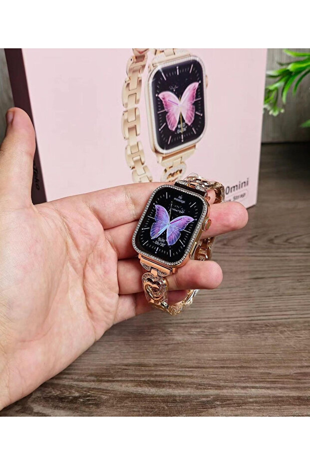 4 Kordonlu Bileklik Hediyeli Watch 10 Mini Premium Set Amoled Akıllı Saat Kadın Kol Saati - 3