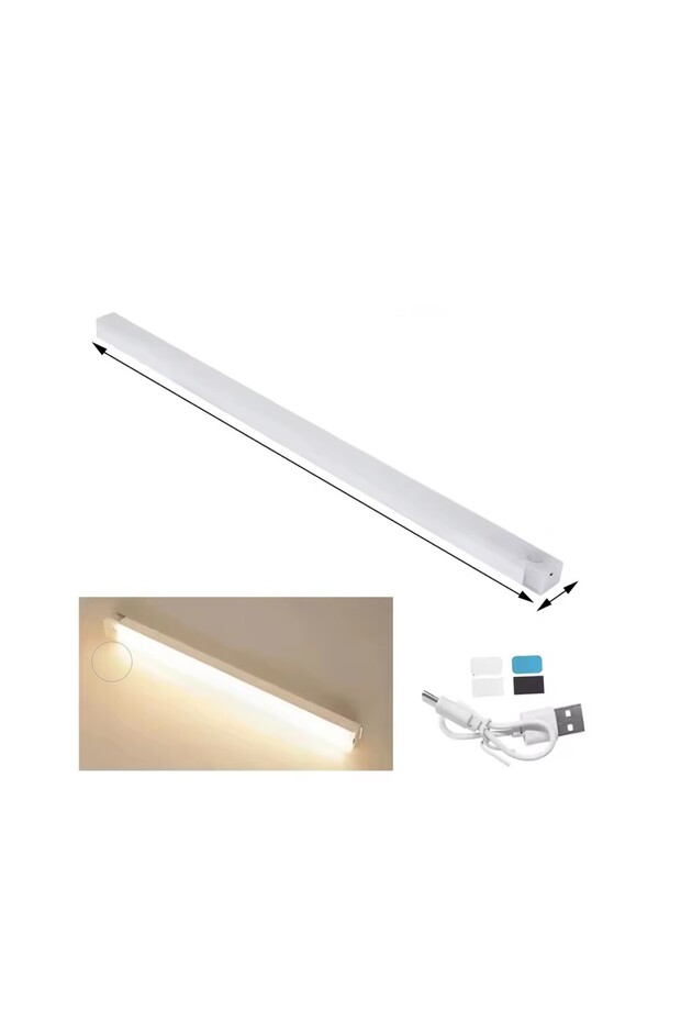 sgeteknoloji 50 CM SARI GÜN IŞIĞI HAREKET SENSÖRLÜ DOLAP İÇİ ÇALIŞMA MASASI MUTFAK TEZGAH ALTI USB LED IŞIK