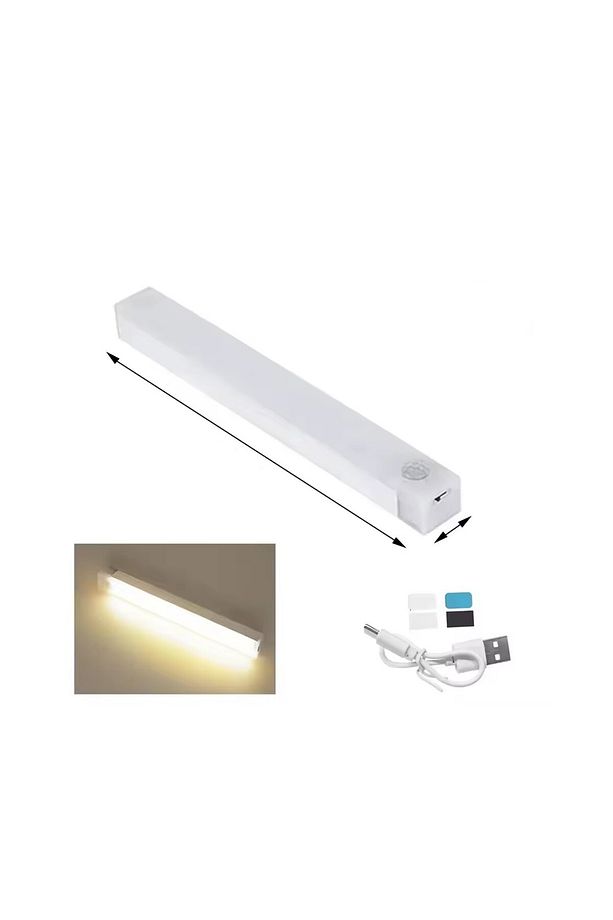 20 CM SARI GÜN IŞIĞI HAREKET SENSÖRLÜ DOLAP İÇİ ÇALIŞMA MASASI MUTFAK TEZGAH ALTI USB LED IŞIK - 1