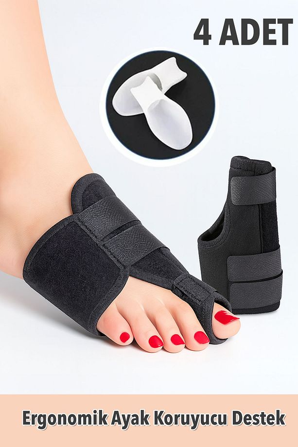 Halluks Valgus Gece Ateli Başparmak Bunyon Kemik Koruyucu Aparat 2 Adet (Sağ-Sol) Siyah - 2
