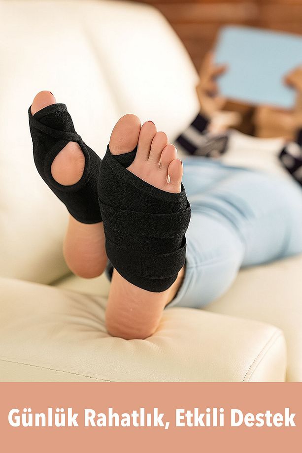 Halluks Valgus Gece Ateli Başparmak Bunyon Kemik Koruyucu Aparat 2 Adet (Sağ-Sol) Siyah - 4