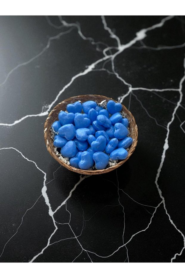 Blue Color Soap with Mini Heart Decorative Scented Basket (30 Pieces 2*2 cm in the Basket)