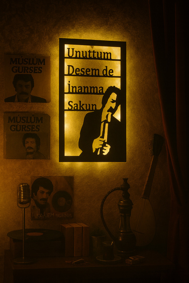Müslüm Gürses Led Işıklı Tablo Mutluluk Kapımı Çalmadı Gitti - 3