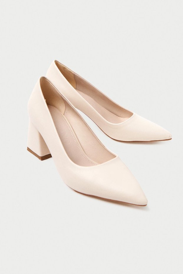 Mbzfr600-Bj Women's Block Heels 6 cm Pointed Toe Beige Stiletto & Heels Shoes