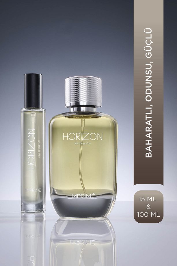 Horizon EDP 100 ml & Seyahat Boy 15 ml Erkek Parfüm Seti I Baharatlı Ve Odunsu I Limon, Tarçın - 1