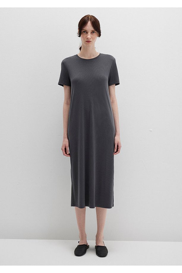 Tencel TM Modal Antrasit Midi Elbise 1310777-70095 - 4