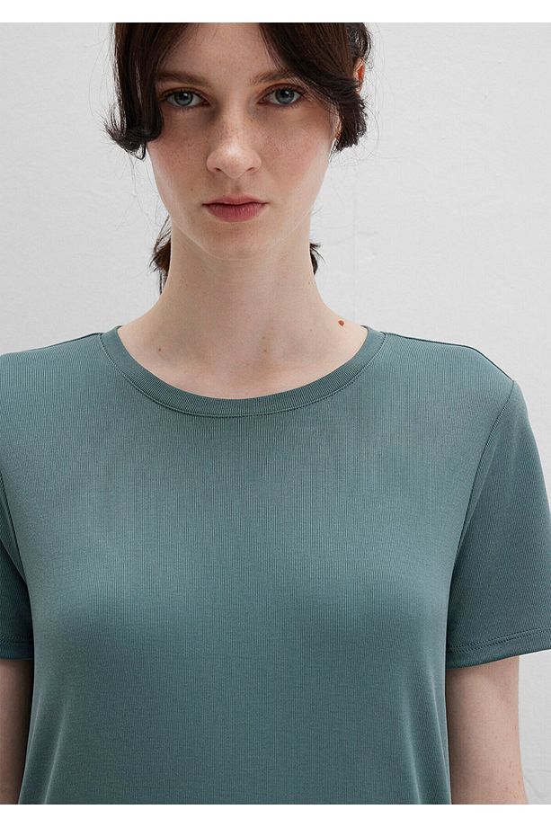 Tencel TM Modal Yeşil Midi Elbise 1310777-71917 - 6