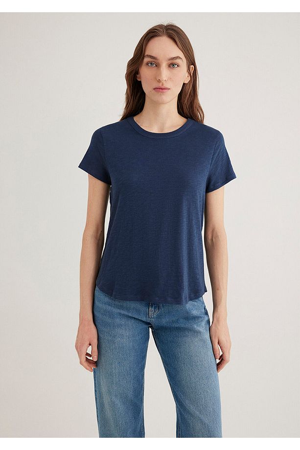 Lacivert Basic Tişört Regular Fit / Normal Kesim 1613075-70487 - 3