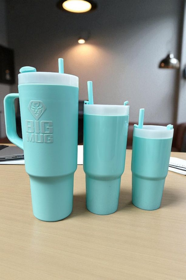 Tritan Big Family – 3'lü İç İçe Geçebilen Pipetli Bardak mug Seti - AİLE BOYU 3 LÜ MUG - 1