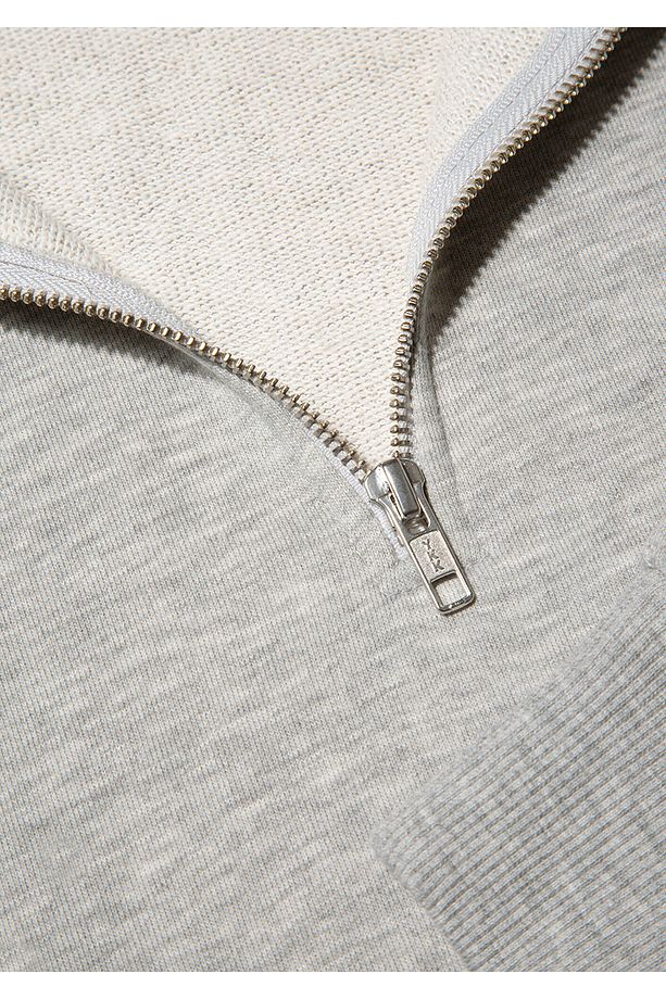 Patch Logo Yarı Fermuarlı Gri Sweatshirt 0S10307-80196 - 8