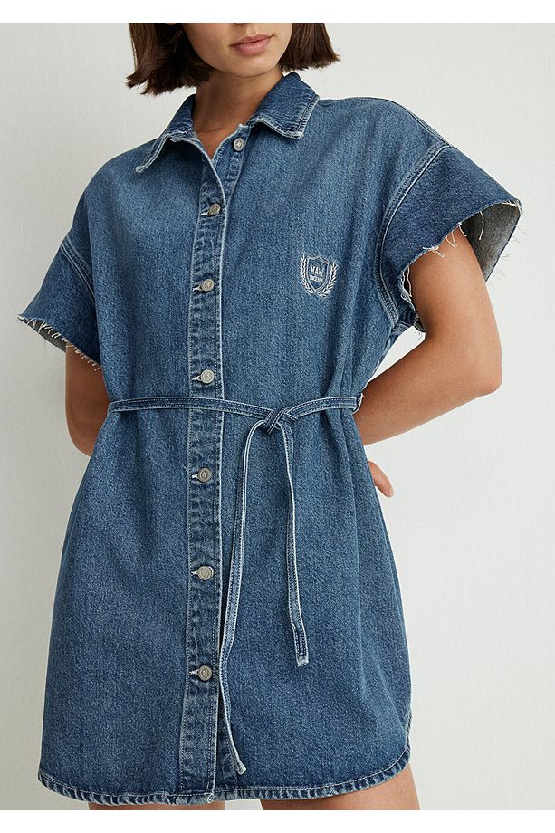 Nika Kolej Indigo Mavisi Jean Elbise 1310631-89234 - 5