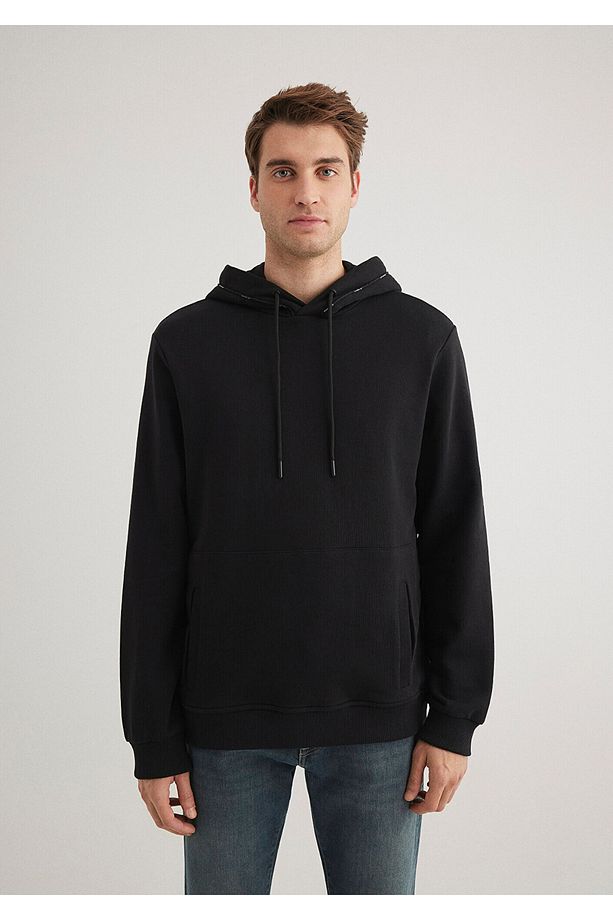 Kapüşonlu Siyah Sweatshirt 0S10330-900 - 3