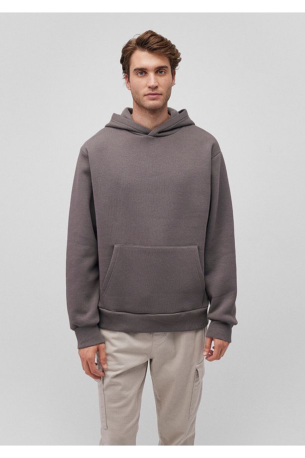 Kapüşonlu Antrasit Basic Sweatshirt 0S10275-70096 - 3