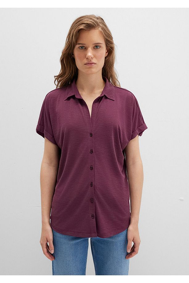 Lux Touch TENCEL TM Mor Modal Gömlek Regular Fit / Normal Kesim 168081-70664 - 5