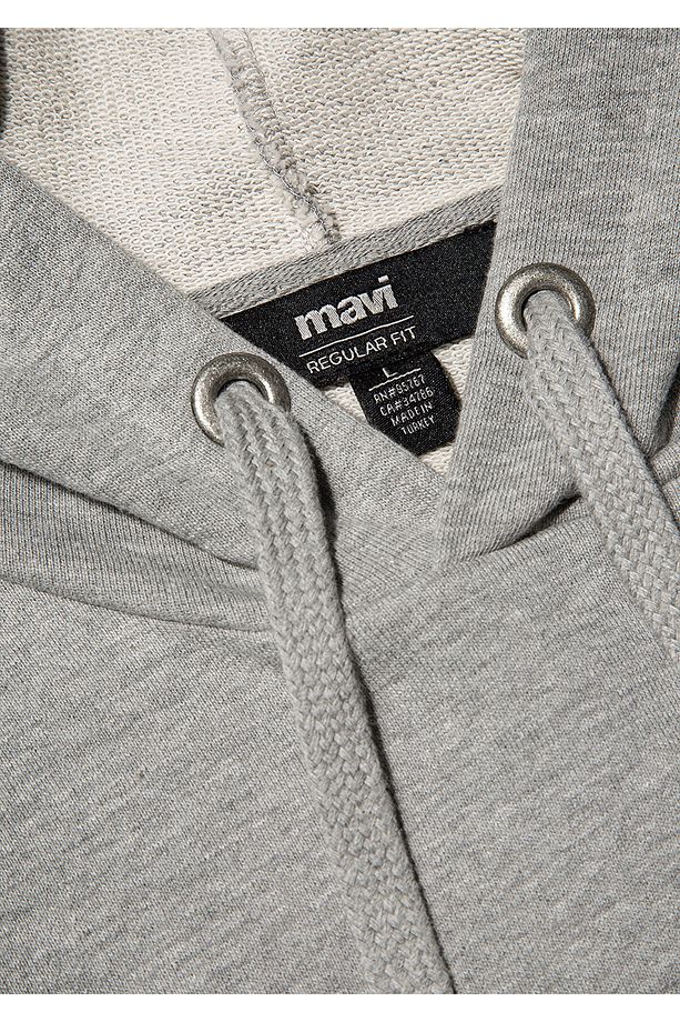 Logo Baskılı Kapüşonlu Gri Sweatshirt 065606-28387 - 6