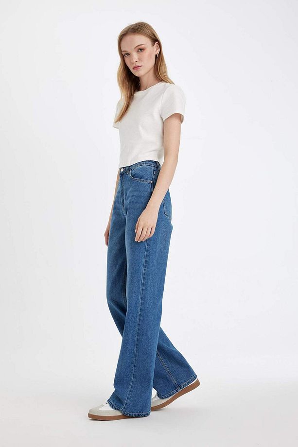 Straight Wide Yüksek Bel Düz Paça Uzun Jean Yıkamalı Pantolon D5045AX24CW - 3