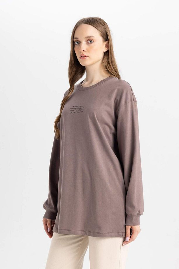 Regular Fit Bisiklet Yaka Baskılı Sweatshirt Tunik D0391AX24AU - 3
