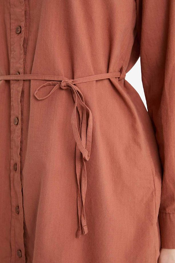 Regular Fit Poplin Basic Düz Uzun Kollu Gömlek Tunik D4160AX24AU - 5