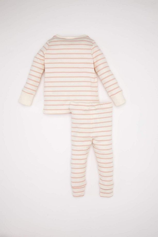 Kız Bebek Pijama Takımı Fitilli Kaşkorse Çizgili Uzun Kollu Üst Uzun Alt D3629A524WN - 5