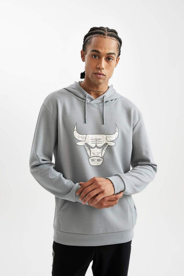 DeFactoFit NBA Chicago Bulls Standart Fit Kapüşonlu Skuba Dalgıç Kumaş Sweatshirt D2568AX24AU - 3