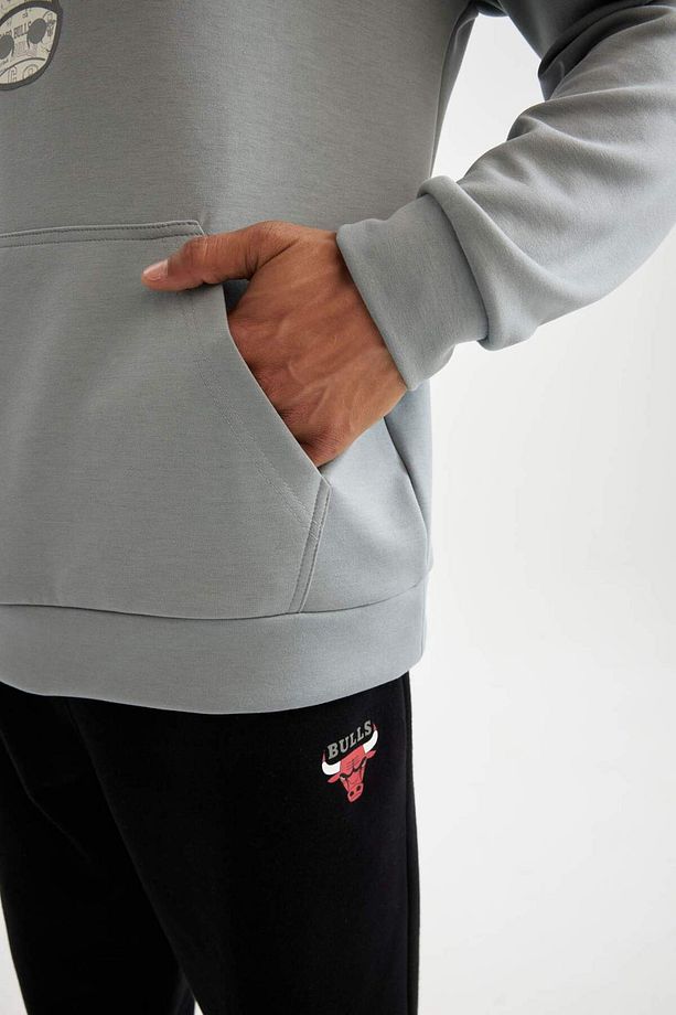 DeFactoFit NBA Chicago Bulls Standart Fit Kapüşonlu Skuba Dalgıç Kumaş Sweatshirt D2568AX24AU - 6