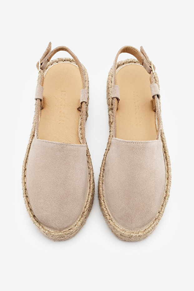Beige Wildleder-Sandalen für Damen – Espadrilles aus echtem Leder mit offenem Rücken - 7