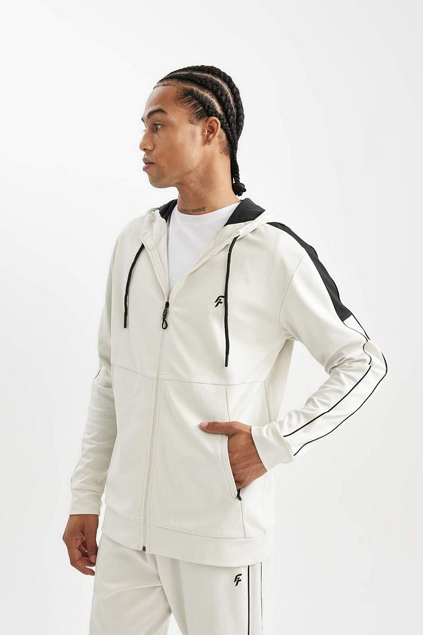 Defactofit Standart Fit Normal Kesim Skuba Dalgıç Kumaş Kapüşonlu Sporcu Fermuarlı Sweatshirt B4535a - 3