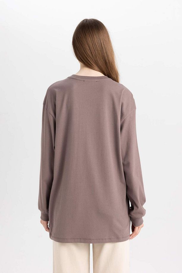 Regular Fit Bisiklet Yaka Baskılı Sweatshirt Tunik D0391AX24AU - 6