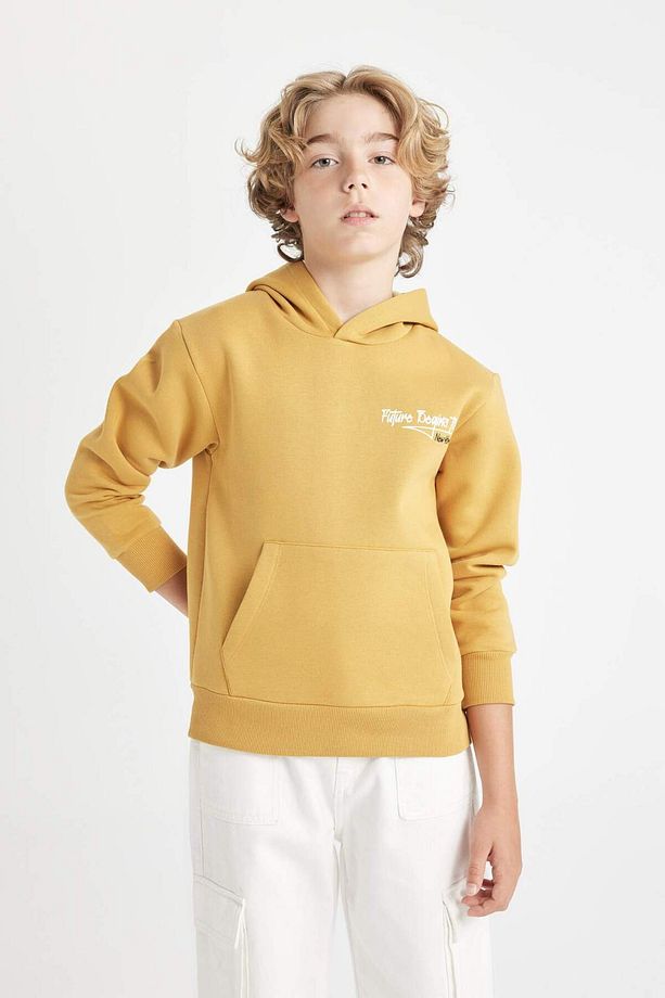 Erkek Çocuk Yazı Baskılı Cepli Kapüşonlu Okul Sweatshirt C7560A824AU - 4
