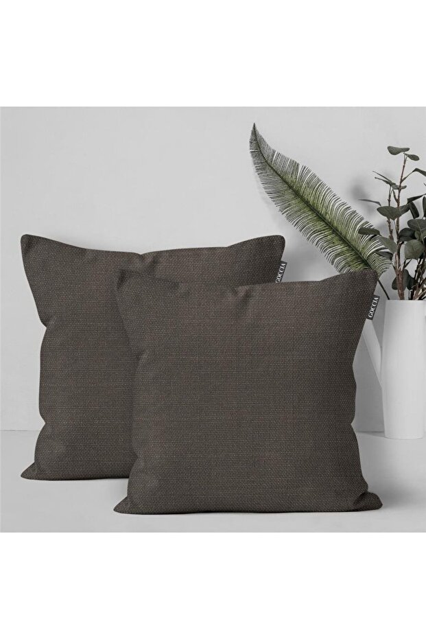 2-Piece Cushion Cover Linen Look Soft Sofa Backrest Can Be Gift-Punched in Anthracite