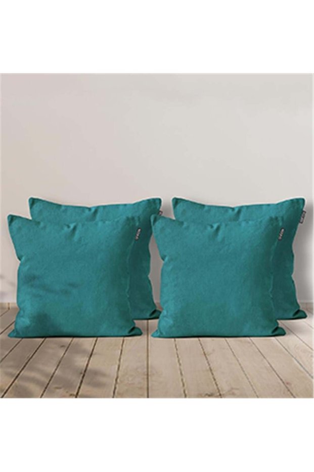 4-Piece Velvet Textured Throw Pillow Cover Turquoise