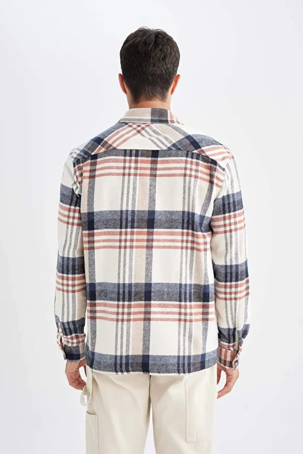 Regular Fit Kareli Oduncu Flanel Uzun Kollu Gömlek D4180AX24WN - 6