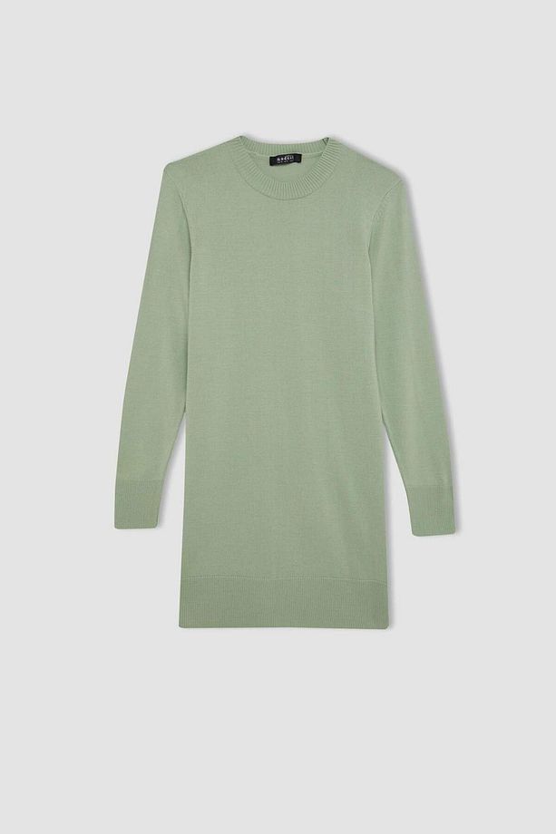 Regular Fit Bisiklet Yaka Yırtmaçlı Basic Düz Kazak Tunik H3431AZ24AU - 8