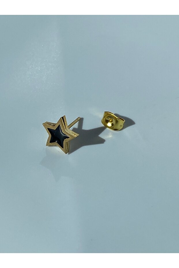 Çelik Küpe Tek Adet Erkek Çivi Yıldız Desenli - 1