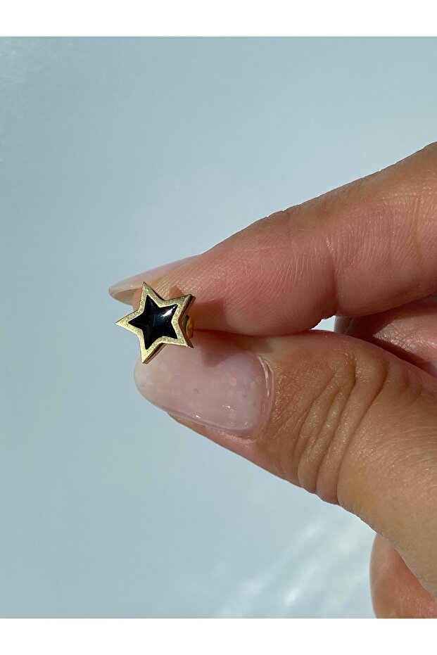 Çelik Küpe Tek Adet Erkek Çivi Yıldız Desenli - 8