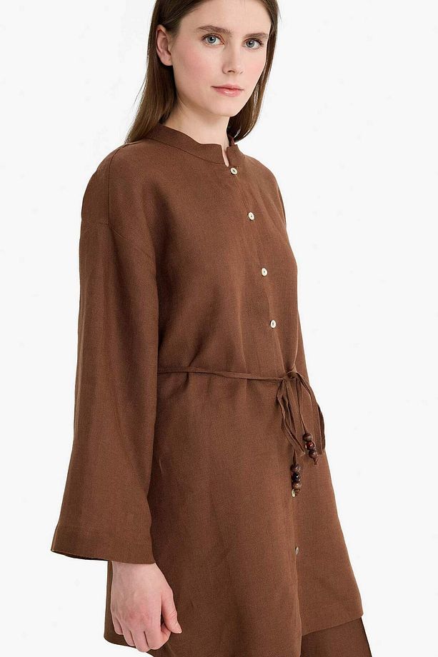 Manuka x Keten Uzun Kollu Basic Tunik D4394AX24HS - 3