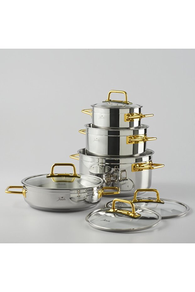 Modena 8 Piece Titanium Gold Cookware Set