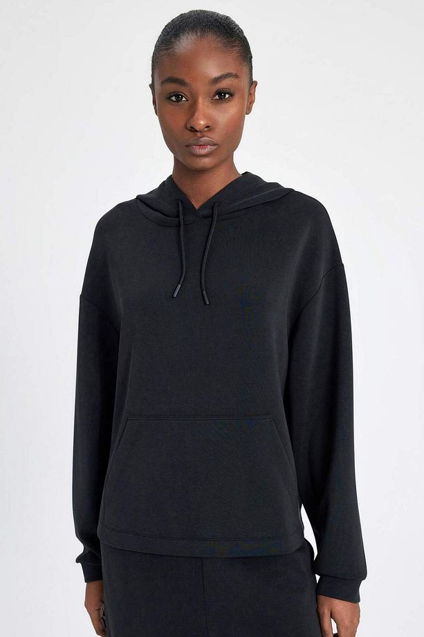 DeFactoFit Oversize Geniş Kalıp Modal Kapüşonlu Kanguru Cepli Sporcu Sweatshirt B5206AX24SP - 1