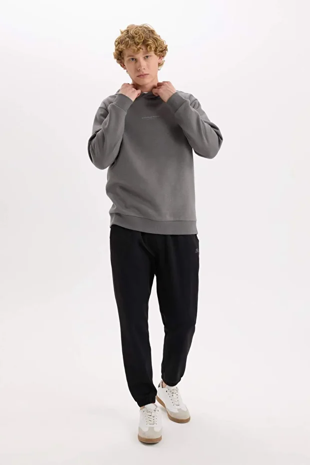 Regular Fit Eşofman Altı Cepli Basic Düz Beli Bağcıklı Lastikli Paça D4416AX24AU - 3