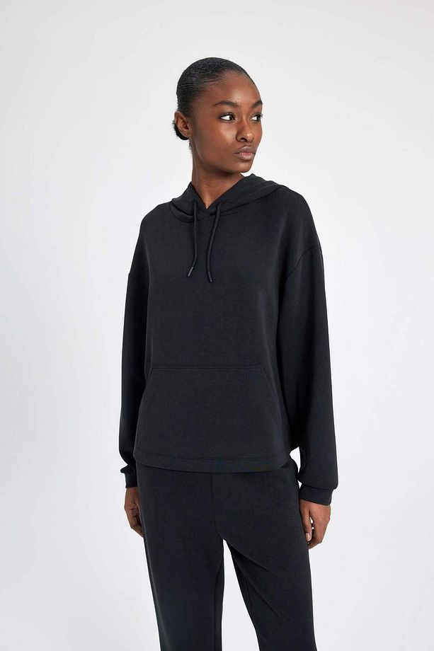 DeFactoFit Oversize Geniş Kalıp Modal Kapüşonlu Kanguru Cepli Sporcu Sweatshirt B5206AX24SP - 4
