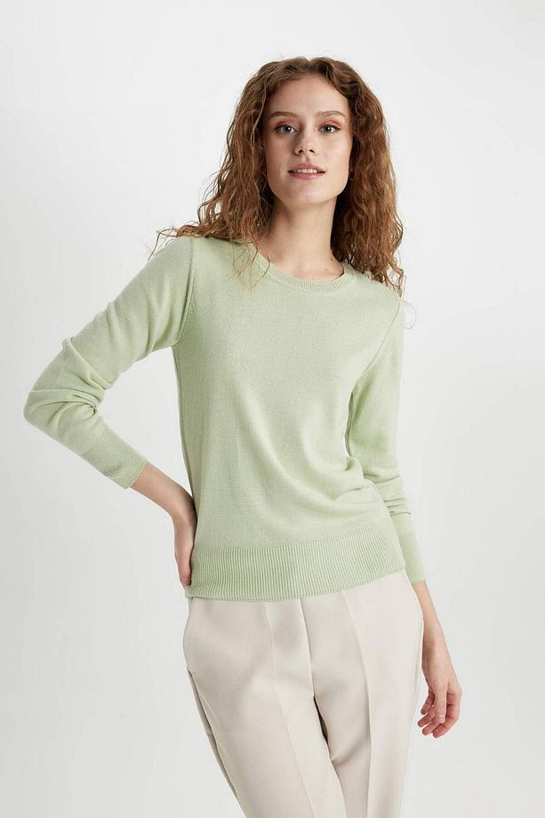 Regular Fit Yumuşak Dokulu Bisiklet Yaka Basic Düz Triko Kazak F7091AZ24WN - 4