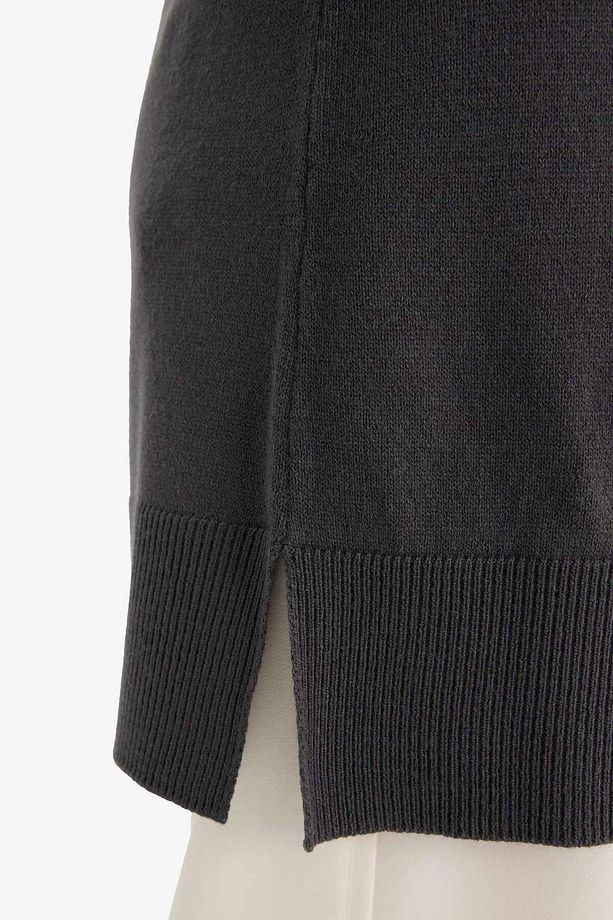 Regular Fit Bisiklet Yaka Yırtmaçlı Basic Düz Kazak Tunik H3431AZ24AU - 5