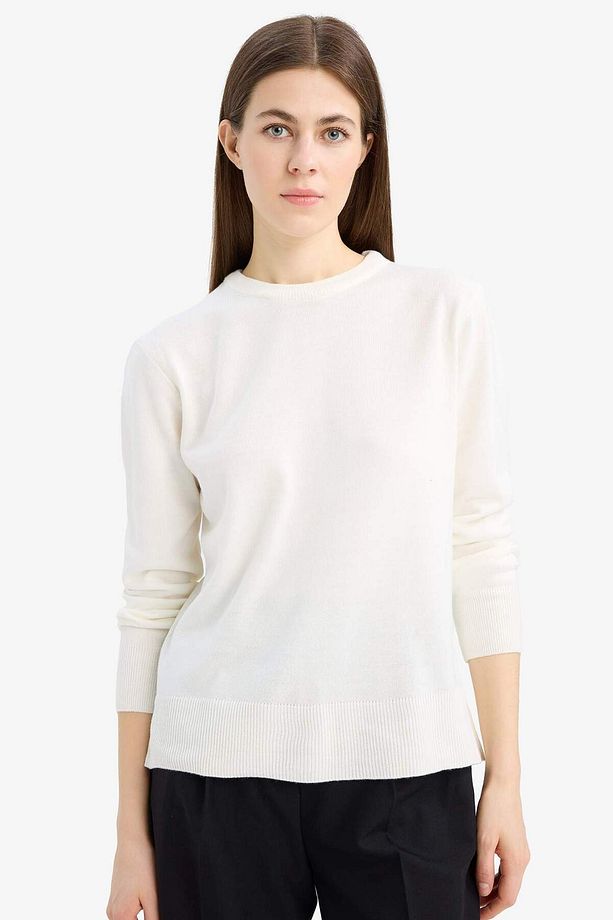 Siyah Regular Fit Yumuşak Dokulu Bisiklet Yaka Basic Düz Triko Kazak C0058AX24WN - 3
